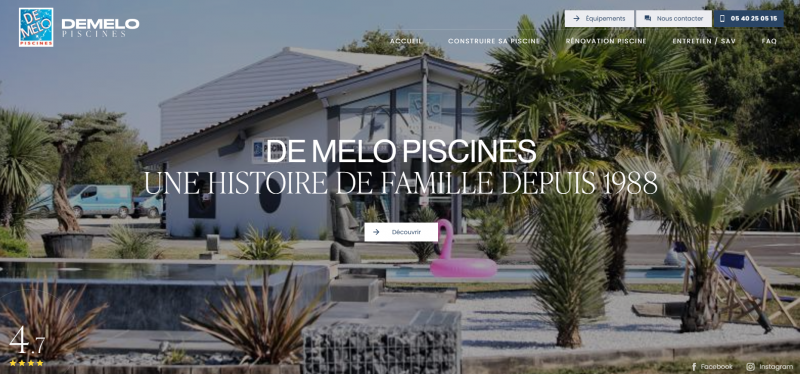 Construction de piscines proche de Bordeaux : DEMELO PISCINES